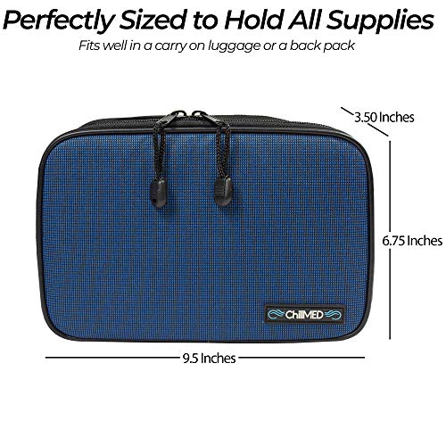 ChillMed® Elite - Weekly Diabetic Travel Case - Insulin Pen & Glucose Meter Organizer with Reusable Ice Pack - Up to 14 Hours of Cool Time (Blue) by GMS - Image 2