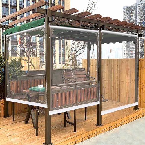 Persiana enrollable transparente para pérgola al aire libre, persiana enrollable transparente para balcón, ventana de balcón, persiana enrollable de plástico con ajuste para interiores y exteriores