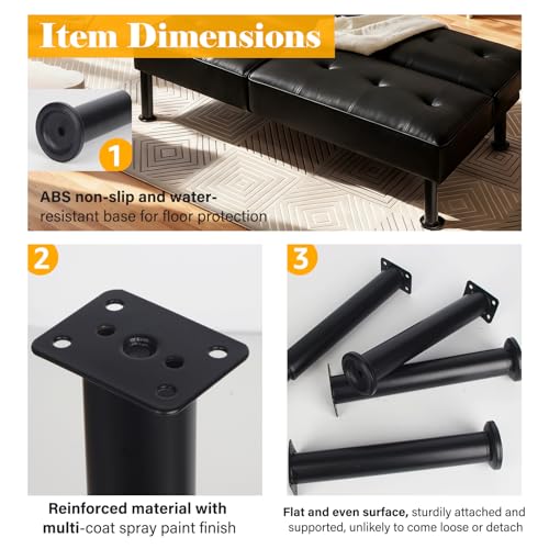 BUCOMTU 4 Stück verstellbare Möbelfüße, 25-42cmMöbelfüße höhenverstellbar, Metall Schwarze Möbelbeine, geeignet für DIY-Möbelfüße für Schränke, Sofas, Tische, Stühle, TV-Ständer und Nachttische