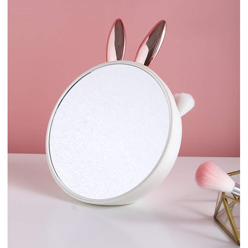 BELLIFFY Specchio da Trucco da Scrivania 2 Pezzi a Forma di Cartone Animato Base Smontabile Rosa per Casa e Viaggio, Specchietto Decorativo Stabile per Studenti e Uso Quotidiano