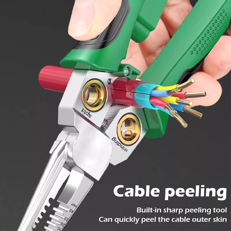 8-in-1 Voltage Testing Wire Stripper Pliers | Wire Stripper & Crimper for Electrical Work | AC/DC Tester for 12-250V | Hand Tool for Electricians, DIY, Auto Wiring