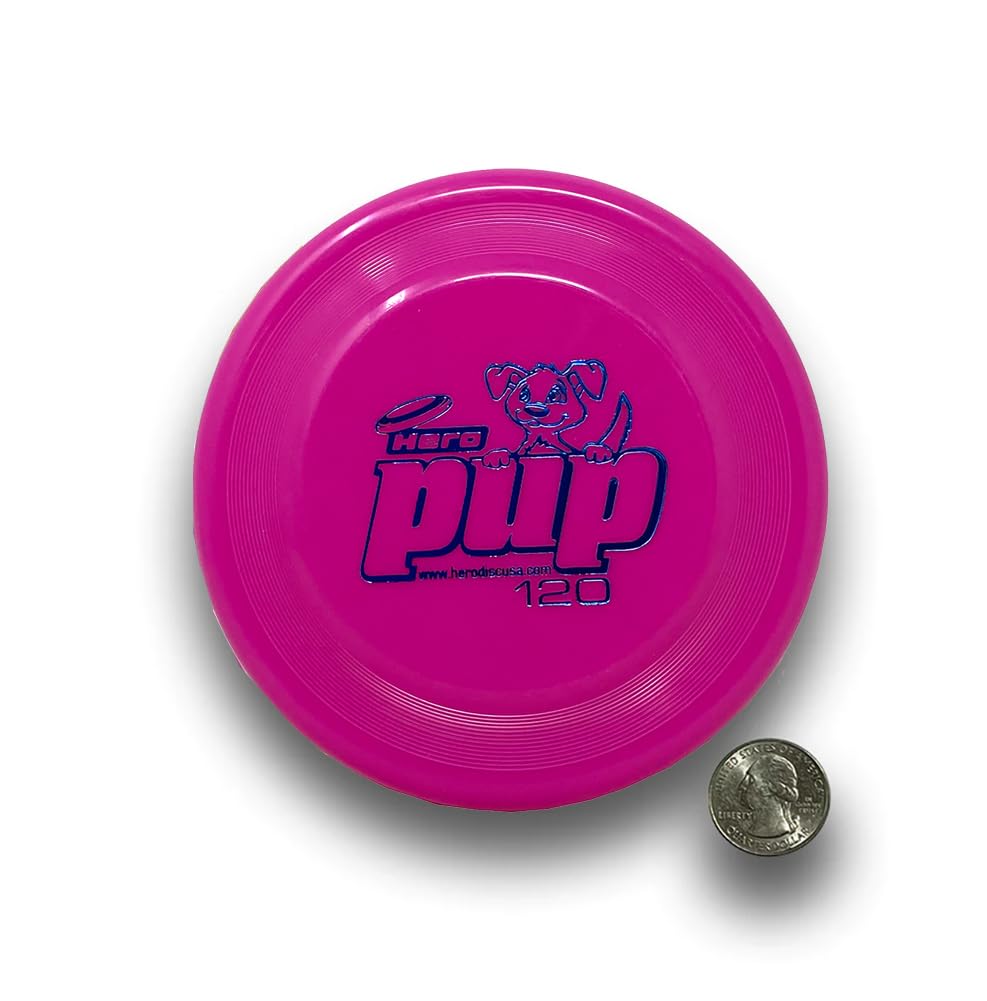 Hero Disc USA Hero Pup 120 - Mini Disco para Perro, Juguete para Perros al Aire Libre y Mini Disco, Disco Volador para Perros pequeños, Paquete de 3 (los Colores Pueden Variar)