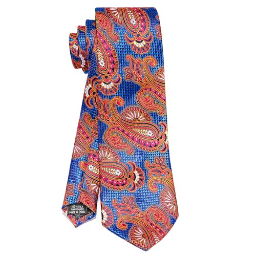 Image of 5PCS Mens Silk Tie, Pocket Square, Cufflinks, Drilled Tie Ring and Lapel Pin Set for Wedding Groom Party