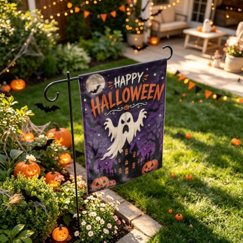 Ghost Pumpkin Bat Halloween Garden Flag 12x18 Inch Haunted House Yard Flag - image 4