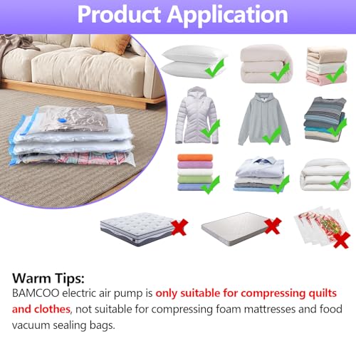 Image of Electric Pump for Vacuum Storage Bags, Travel Vacuum Pump for Various Vacuum Seal Bags Portable Vacpack Air Pump for Compression Clothing Blanket Luggage Purple (Storage Bag Not Included)