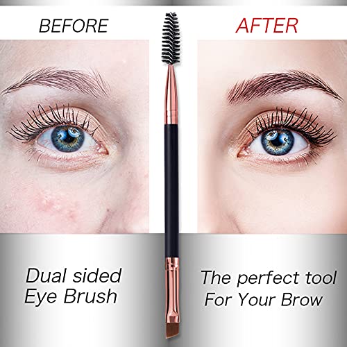 Duo Eyebrow Brush, Spoolie Brush And Angled Brow Brush Eyelash Brush For Eye Makeup. (5Pcs, Black) #TOP2