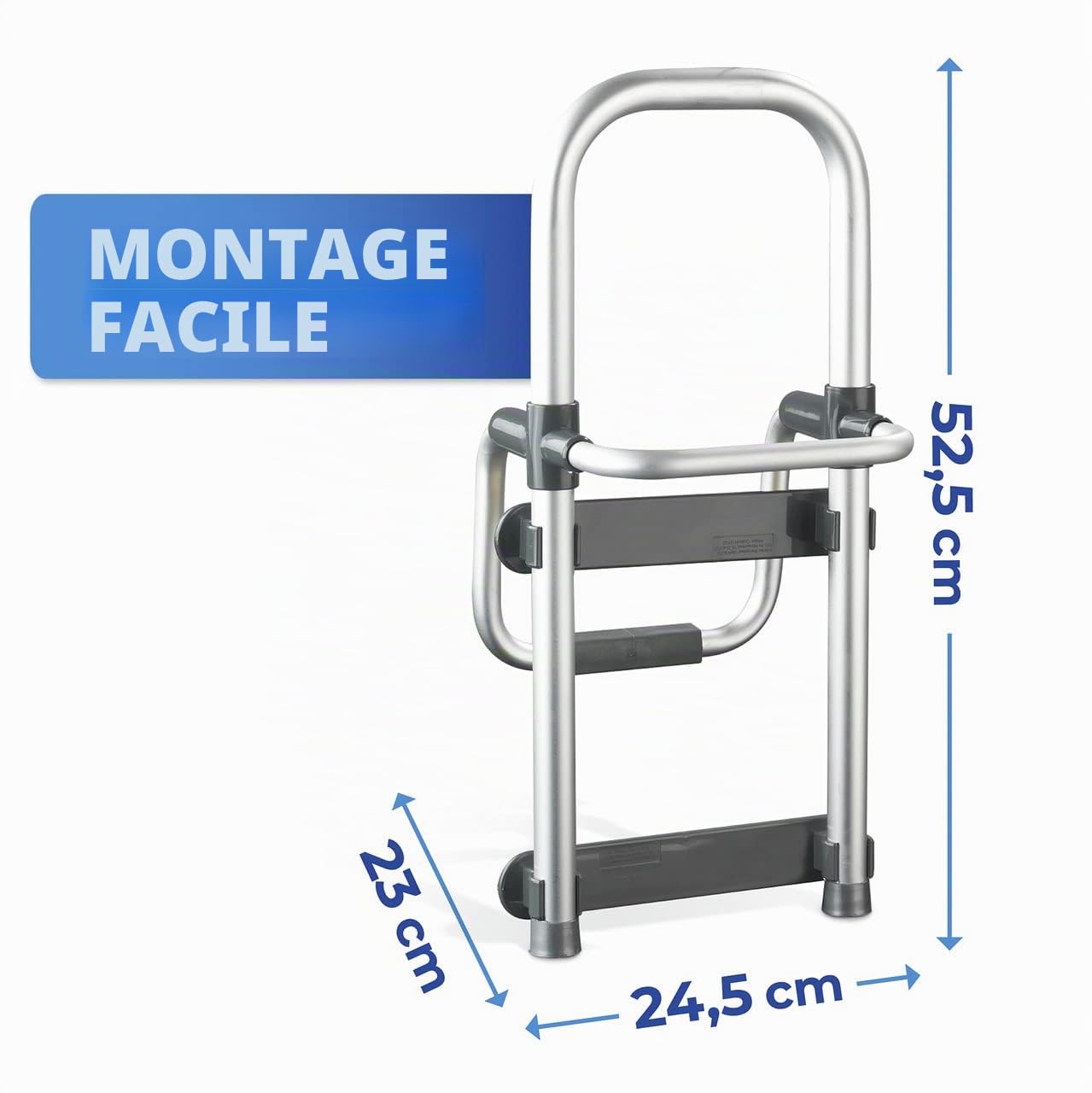 WENKO Maximex Aide à l'accès à la Baignoire Secura, Montage Facile, supporte jusqu'à 150 kg, en Aluminium résistant et Plastique Stable, argenté