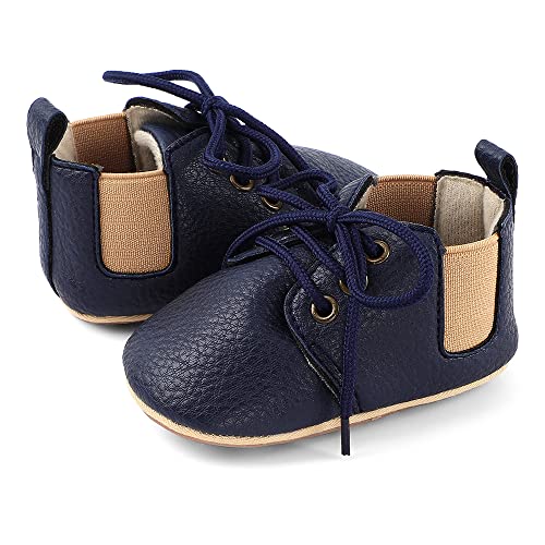 Estamico Baby Boys Girls Sneakers Infant Soft Pu Prewalker Anti Slip Crib Shoes, Navy 3-6 Months #TOP1