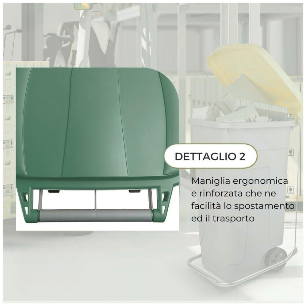PALUPLUS Set 4 Bidoni Pattumiera con Ruote da 80 Litri, Misura, 45x50x78 cm, Coperchio Chiusura a Clip, Maniglia e Fermasacco a 4 Fissaggi, Secchi con Coperchi Rosso, Blu, Verde e Giallo -80F-16