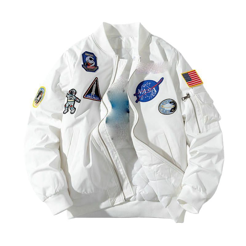 Blouson bomber de baseball pour homme en coton brodé coupe ample