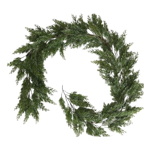 Guirnalda de Navidad realista, guirnalda artificial de vegetación | Decoración de 6.23 pies corona sintética para reuniones de pared, actividades de vacaciones, al aire libre, interior, mesa de