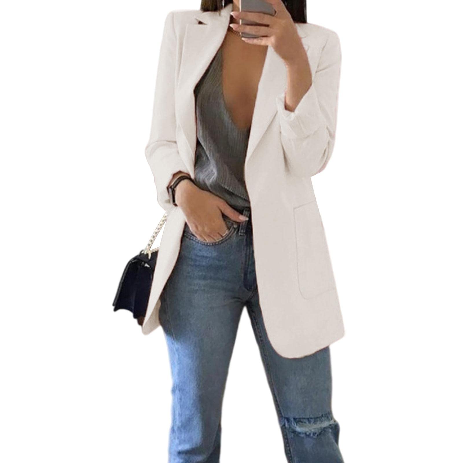 Enakshi® Women Cardigan Casual Suits Lapel Collar for Holiday Leisure Time Ladies White 4XL|Clothing Shoes & Accessories | Womens Clothing | Sweaters-picture-28