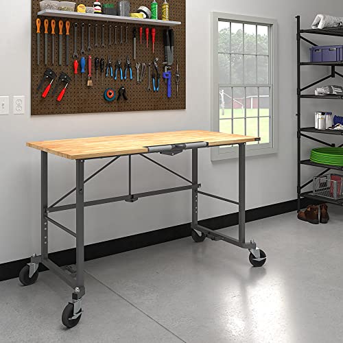 Mobile Rolling Workbench with Wood Top