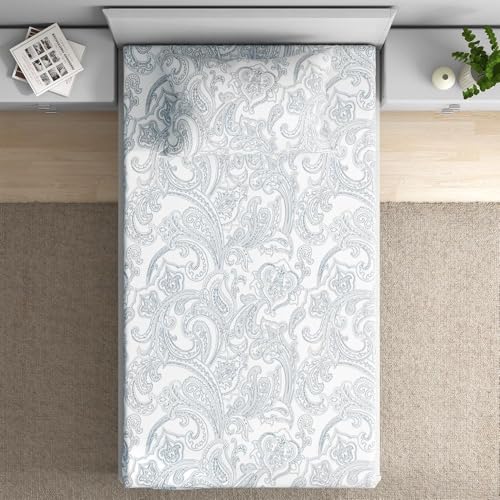 Image of Wakefit 100% Cotton 200 TC Flat Printed Bedsheet, Paisley Single Size (90x60 inches) / (2.29m*1.52m) with 1 Pillow Cover Paisley, Single
