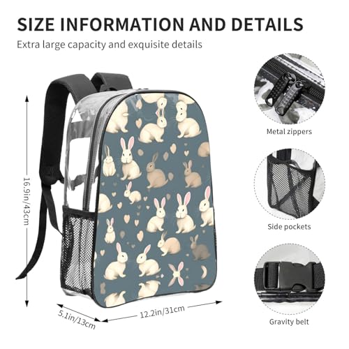Sac à dos transparent One Size noir avec poches fonctionnelles - 4