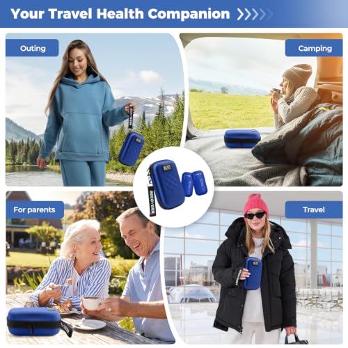 Image of TSA Approved Insulin Cooler Travel Case Diabetic Medication Bag With Thermometer Temperature Display Medication Diabetic Cooler Travel Medicine Organizer Bag & 2 Ice Pack-Dark Blue