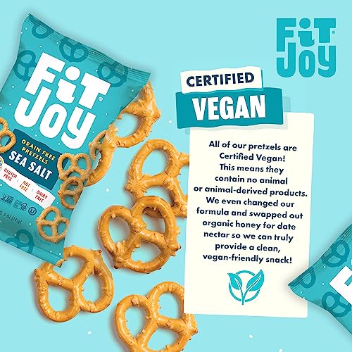 Image of FitJoy Sea Salt Pretzels (Pack of 6, 5 Oz) - Dairy, Nut & Gluten Free Snacks - Grain Free Cassava Root & Chickpea Flour Vegan Pretzel Twists - Classic Snack Pretzels for Moms, Children and More