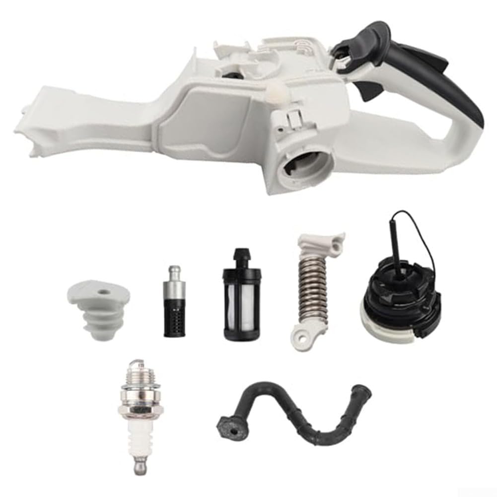 Conjunto de tanque de combustible de 8 piezas con mango para motosierra MS261/MS271/MS291, incluye varilla de soporte de filtro de tapa de chispa de tubo de aceite, pieza de repuesto