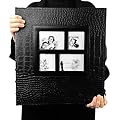 RECUTMS Photo Album 600 Pockets Leather Cover Black Pages Big Capacity for 4x6 Photos Book Hardcover Wedding Gift Valentines Day Present Family Baby Albums