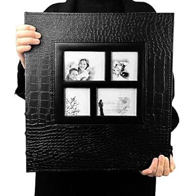 RECUTMS Photo Album 600 Pockets Leather Cover Black Pages Big Capacity for 4x6 Photos Book Hardcover Wedding Gift Valentines Day Present Family Baby Albums