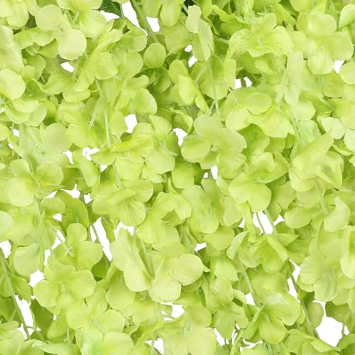 Image of 6 Pcs Artificial Polyester Hanging Flower Wisteria Vines Fake Flowers Vines for Home Party Wedding Garden Outdoor Greenery Decoration (6, Green)