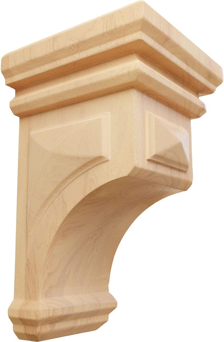 Ekena Millwork CORW07X07X14WFMA Jumbo Woodruff Wood Corbels, 7"W x 7 3/4"D x 14"H, Maple