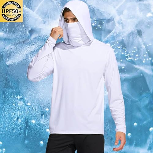 Mens UPF 50+ Fishing Shirts, Long Sleeve UV Sun Protection Hoodie, Hiking Running Swim Athletic Workout Shirt2