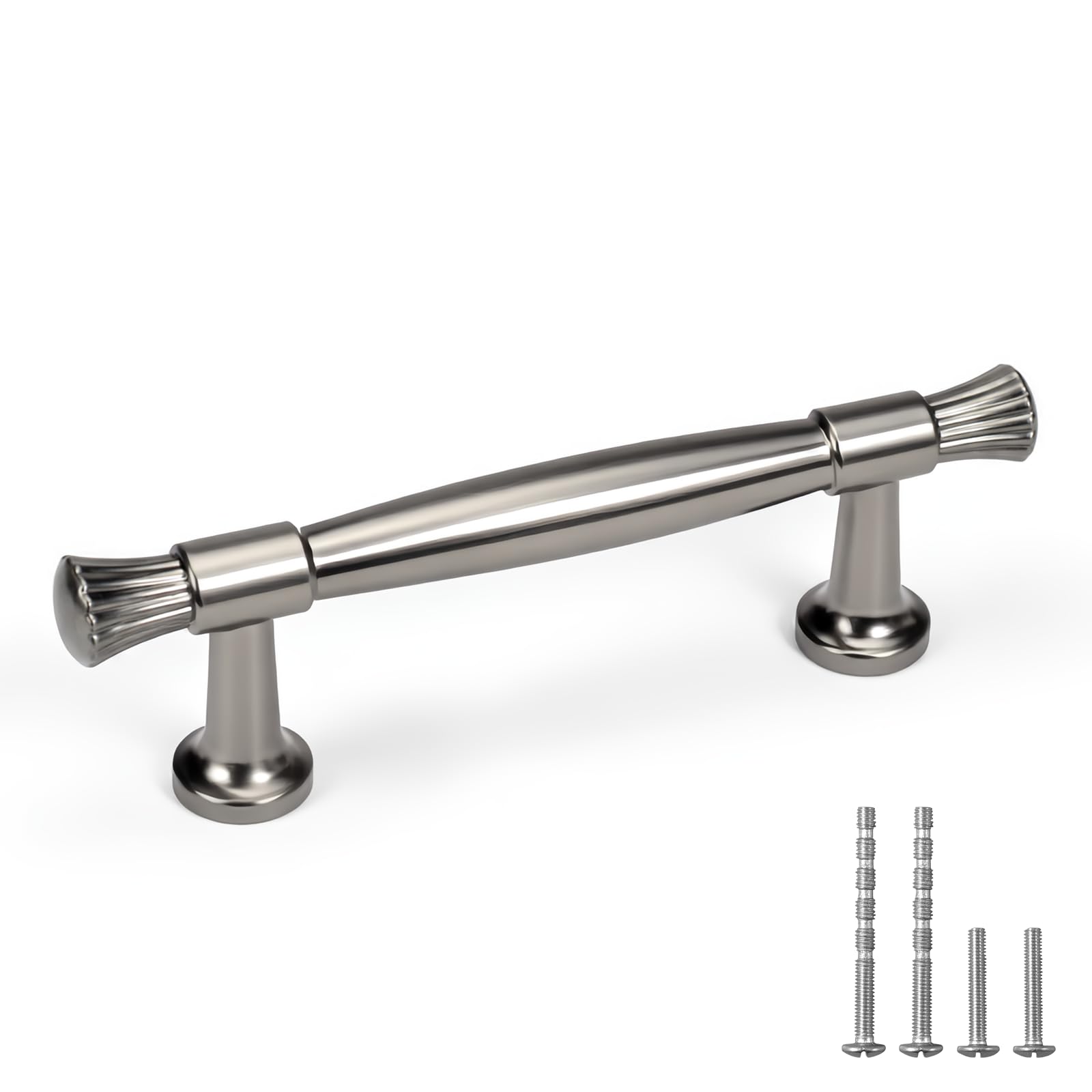 YAGU 10 Pack Brushed Black Nickel Kitchen Cabinet Pulls 3 Inch(76mm) Hole Center Solid Dark Gunmetal Grey Dresser Drawer Handles Furniture Hardware for Cupboard Wardrobe Closet Vanity