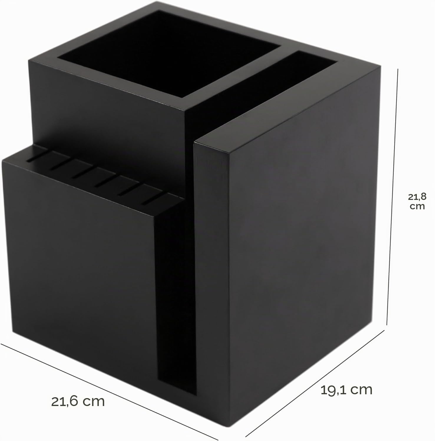 KitchenEdge Bloc de couteaux magnétique en bambou et porte-ustensiles de cuisine, rangement élégant pour couteaux de chef, couteaux à steak, spatules, ciseaux, pieds en caoutchouc antidérapants, noir