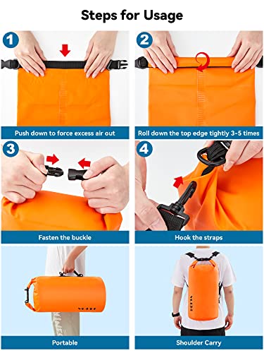 Image of HEETA Waterproof Dry Bag for Women Men, 5L /10L /20L /30L /40L Roll Top Lightweight Dry Storage Bag Backpack with Emergency Whistle for Travel, Kayaking, Boating, Camping, Beach, Cruise Ship Essentials