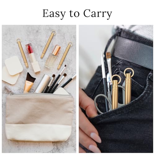 Classicseali 3 Pcs Metal Ear Cleaner, Folding Type Ear Wax Scooper, Portable Ear Pick, Brass Earpick with Keyring, Premium Ear Spoon Wax Remover - Thumbnail 5