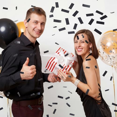 Image of Sumind 1000 Grams Black Large Metallic Confetti Glitter Throwable Table Scatter Foil Confetti for Halloween Wedding Birthday Party Baby Shower Graduation Christmas Celebrations
