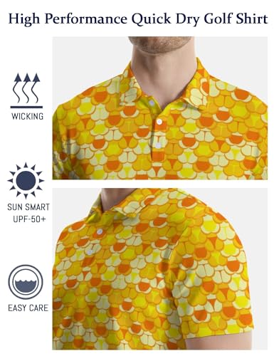 Image of Men's Funny Golf Shirts Hawaiian Polo Shirts 80S Flashes Polo Shirts Funny Hawaiian Beach Summer Golf Polo Shirts