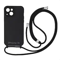 Case Capa Capinha Facility Com Cordão Alça Para iPhone 15 (Preto)