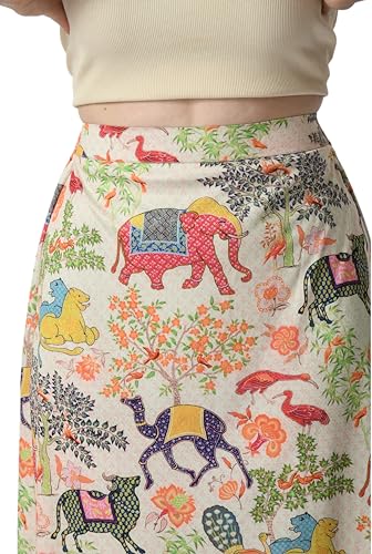 Image of VAGISHA Blooming Below Knee | Middi Printed A-line Skirt for Women's /Girl's |100% Polyblend | Soft & Breathable Fabric | Elastic Band | Casual Wear |M-XXXL|28 inch-36 inch inches