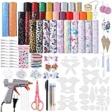 Leather Bow Earring Making Kit Include 6 Kinds Faux Leather Sheets Hair Clips Scissor Bow and...