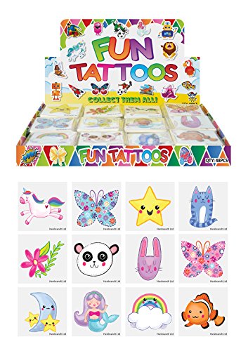 Henbrandt 24 x Cute Temporary Tattoos Childrens Birthday Loot Party Bag Filler