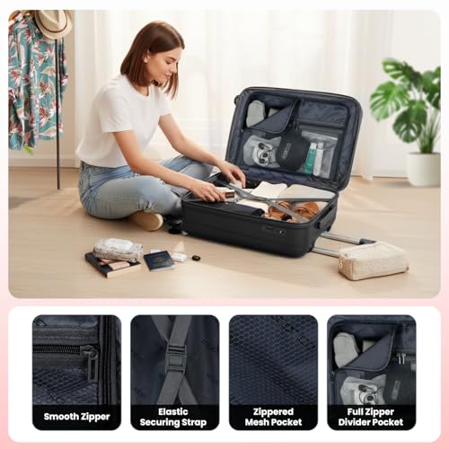 Image of Storite Trolley Suitcae Bag Hard-Sided Polycarbonate with TSA Lock & 8 Durable Double Side Wheel Lightweight for Travel (Cabin - 20 Inch)