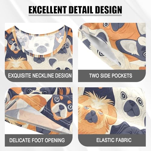 ALAZA Bulldog Pug Dog Cute Pajamas Short Sleeve 2 Piece Sleepwear Top and Bottom Pajama Set Unisex4