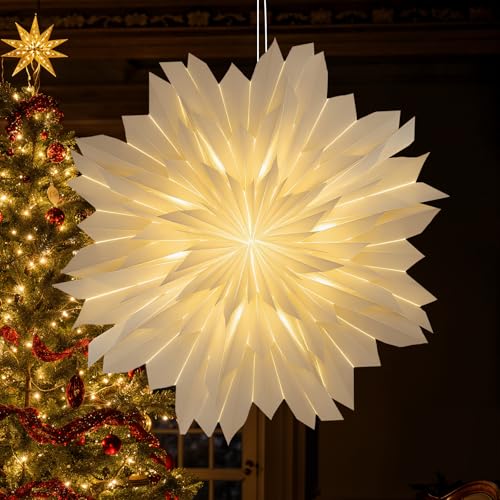 wokdsbl 45cm Weihnachtsstern Beleuchtet LED, 3D Papierstern für...