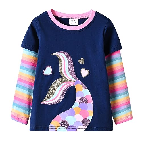 VIKITA Girls Shirts Winter Long Sleeve Tops Print Tees for Girls,3-12 Years