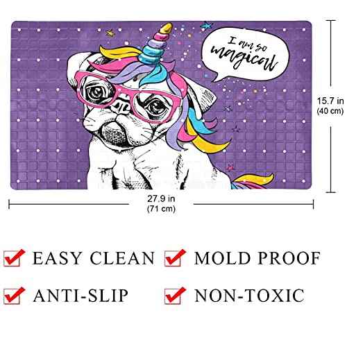 Alfombrilla de baño antideslizante para perro unicornio morado sin látex 5