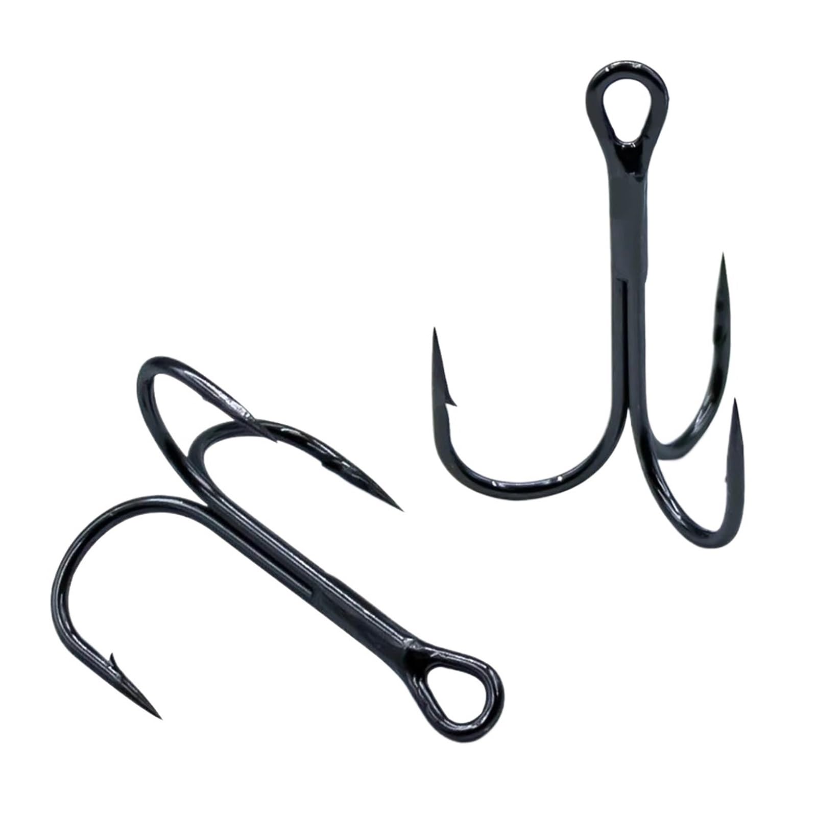 Angeln Drillinge High Carbon Stahl Brabed Sharp Triple Haken Angelhaken Auf Harten Köder Salzwasser Angeln Zubehör(Size-2-0 Gap-14mm,50 Pcs)