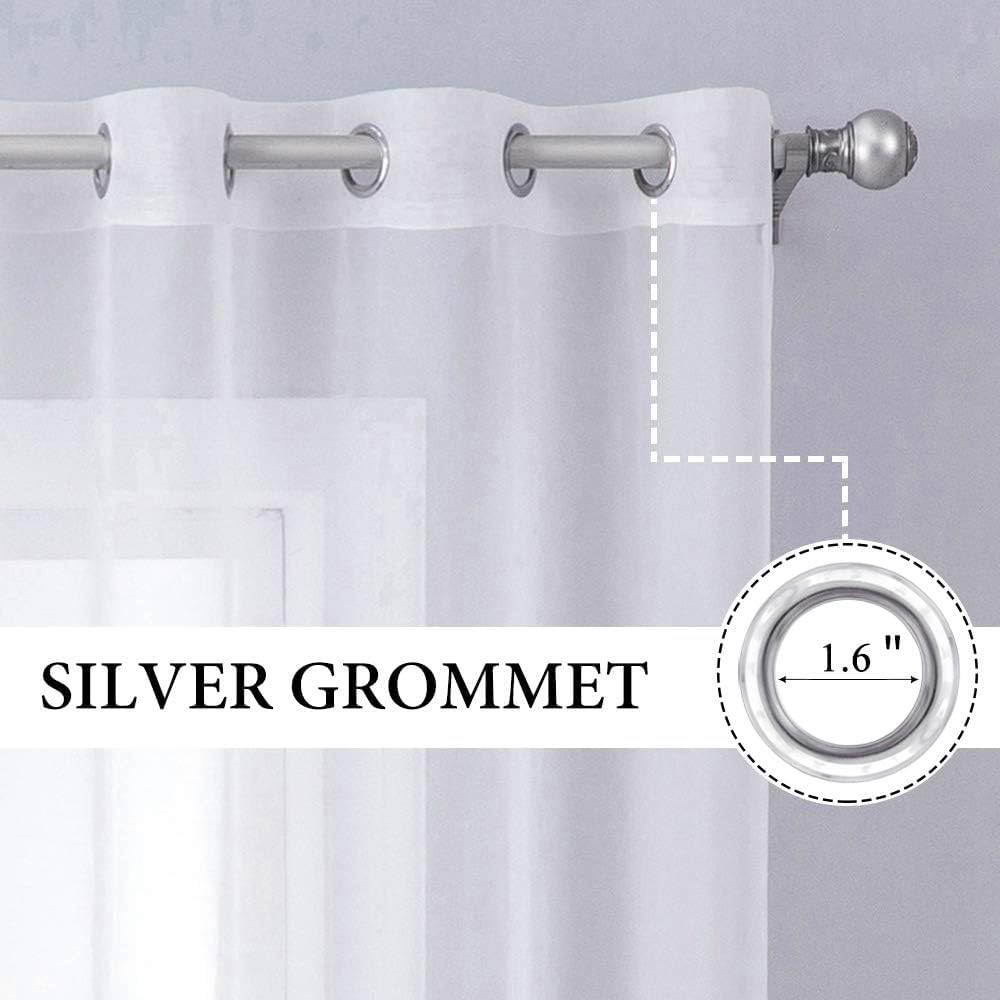 2 Panels Solid Color White Sheer Curtains 120 Inch Length Set, 10 ft Extra Long Curtains Elegant Grommet Light Filtering Window Voile Drapes/Treatment for Bedroom Living Room W54 x L120 Inch