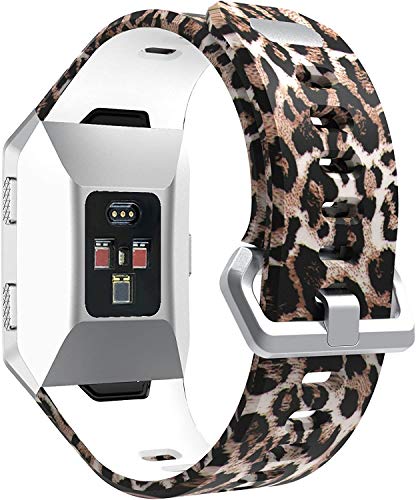 CharmingElf bandas para Fitbit Ionic, banda de repuesto de silicona para mujeres y hombres, accesorios magnéticos pequeños y grandes para reloj inteligente iónico, 5.5'-6.7'(in), A03 Leopardo