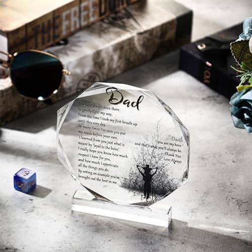 Image of Yookeer Dad Appreciation Gift Acrylic Plaque Blessed Wish Papa Birthday Table Centerpiece from Son Daughter Wife for Father 50th 60th 70th 80th Birthday Thanksgiving Christmas Decor(Classic)