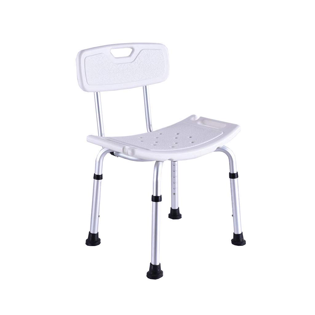 Tabouret de douche réglable blanc avec dossier amovible pour handicapés