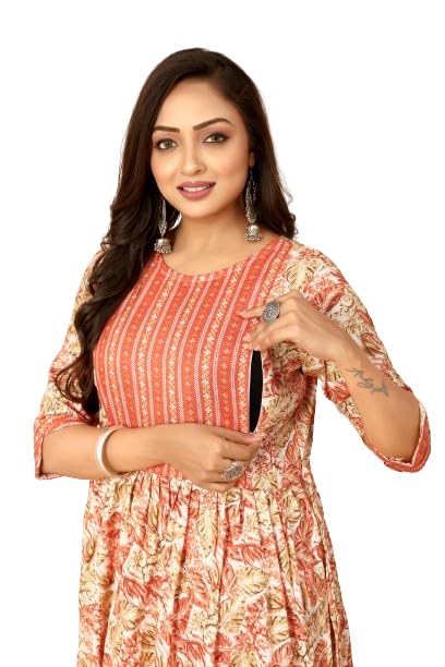 Kush Creation Women Cotton Printed A-Line Flared Maternity Feeding Kurta Pant for Women with Zippers| Dress for Women | Breastfeeding Dress for Mothers | Maternity Wear for Women-image-32