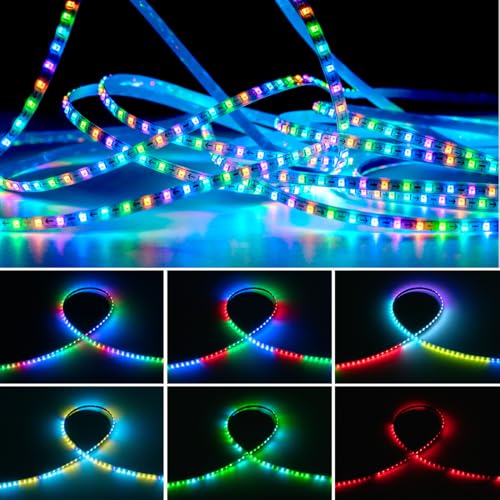 Image of SEZO WS2812B IC RGB LED Strip 160 Pixels /m 2.7mm Width Ultra Narrow Individually Addressable RGB Light 0807SMD Dream Full Color Flexible Tape 3.3ft IP30 DC5V(No Adapter or Controller)