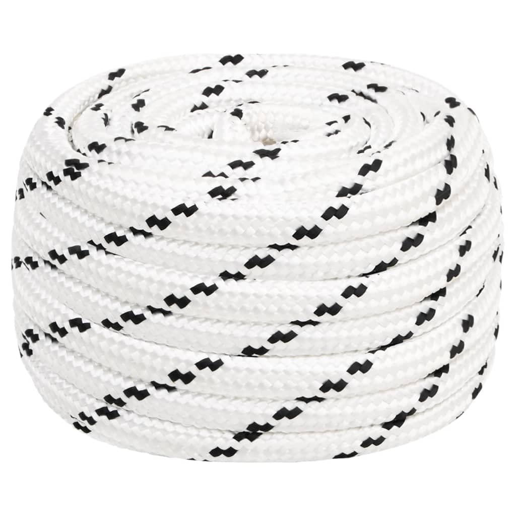 Cuerda Trenzada de la línea Outdoor, Cuerda Trenzada for Barco de poliéster, Multicolor, Varios tamaños, Resistente a los Rayos UV, al desgarro(White/25m,18 mm)